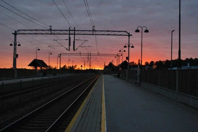 Couché de soleil sur la gare de Rygge